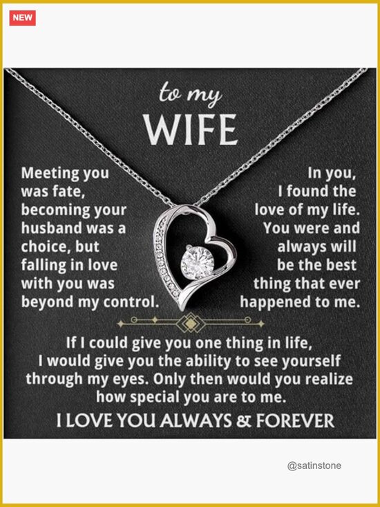 Forever Love Necklace – Elegant Heart Pendant with Cubic  Forever Love Heart Pendant Necklace with Cubic Zirconia, Gift for Wife